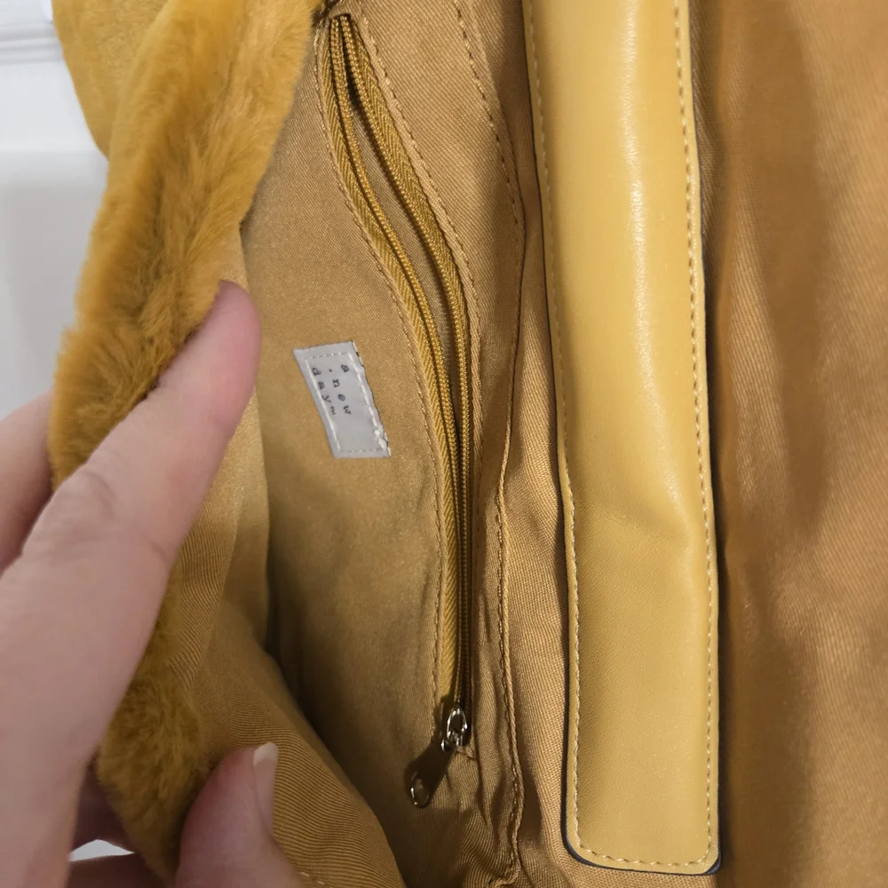A New Day Faux Fur Mustard Yellow Clutch